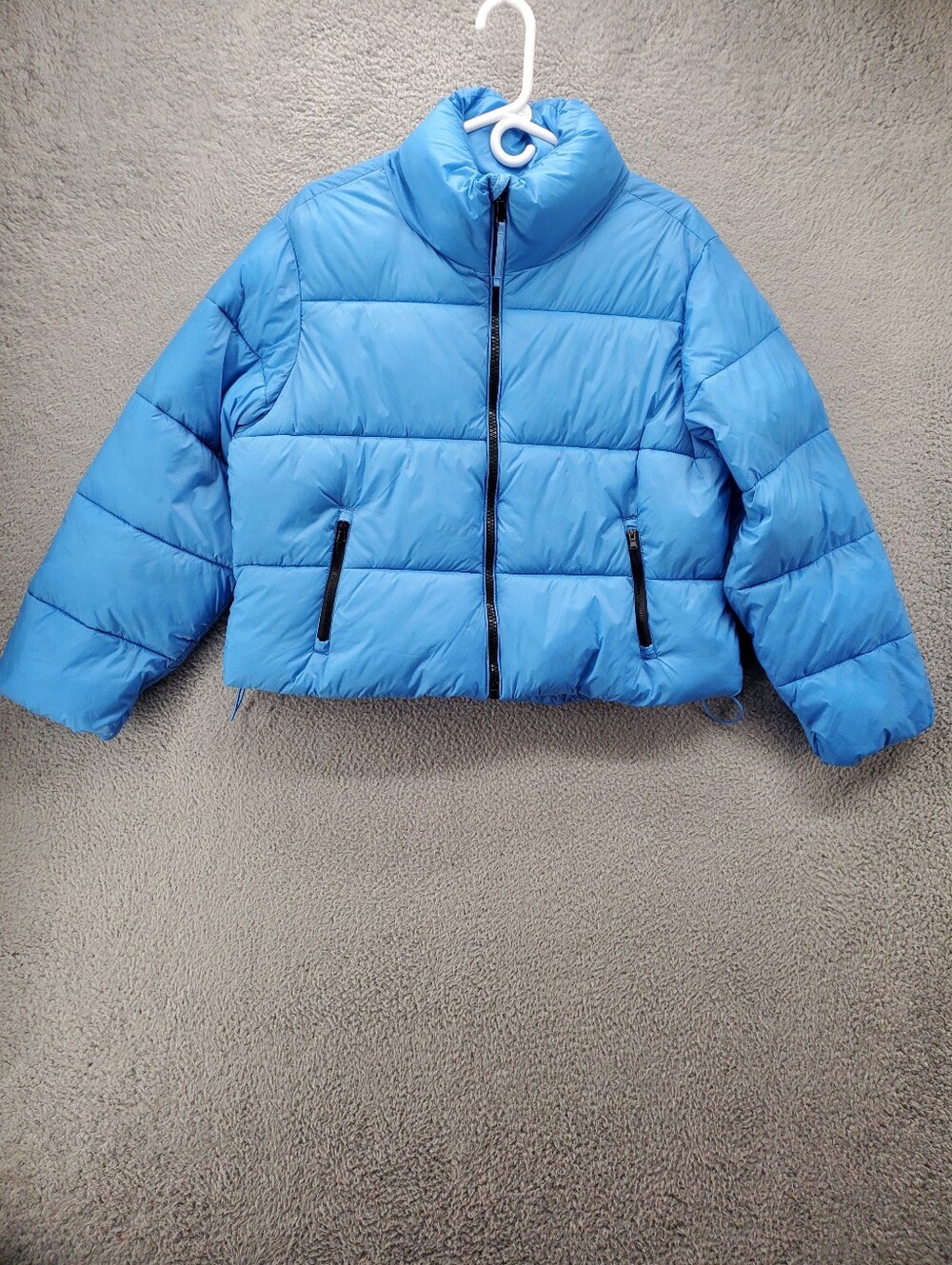 Old Navy Water Resistant Frost Free Short Puffer Jacket Womens Small Blue